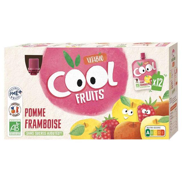 Compotes Cool Fruits Pomme Framboise 12x90g