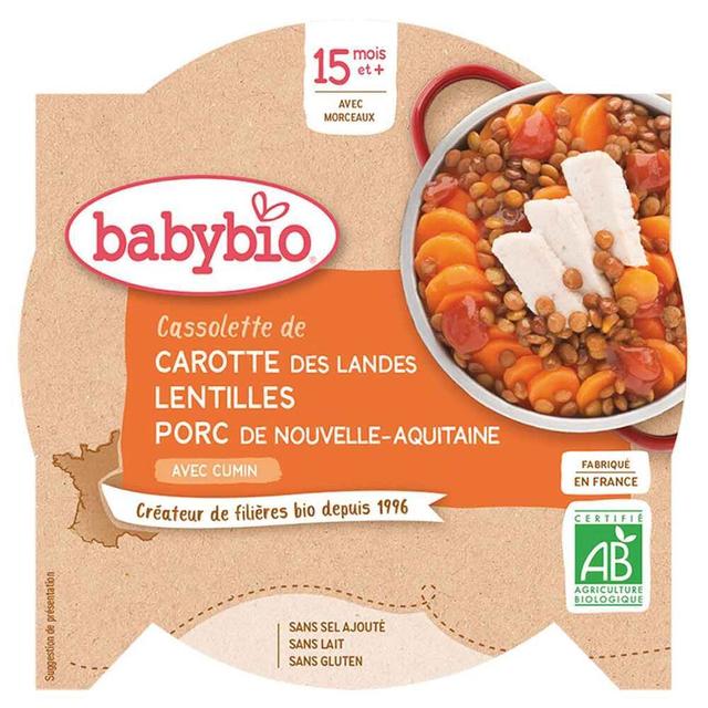 Assiette Carotte, Lentilles, Porc au cumin - 260 g