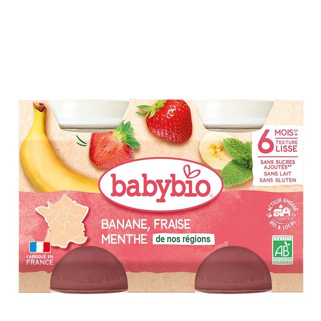 Petits Pots Purée de Banane Fraise Menthe 2x130g