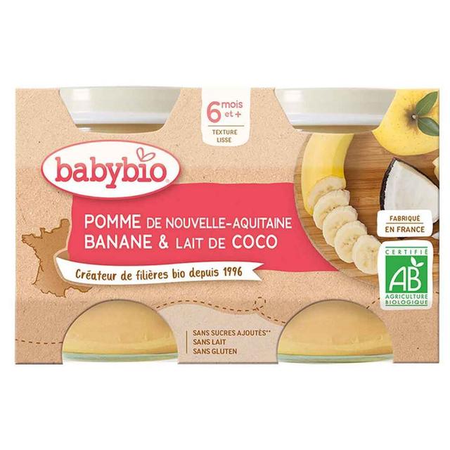 Petits pots à la pomme d'Aquitaine, banane et lait coco 2x130g