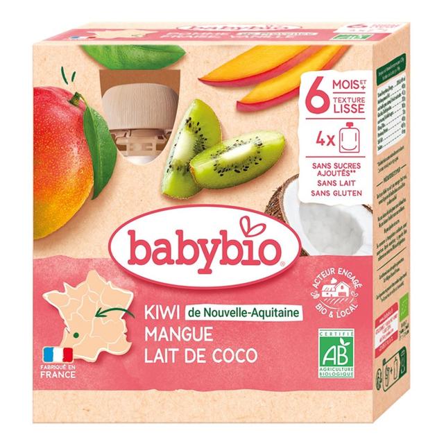 Gourdes kiwi, mangue et lait de coco 4 x 90g - Dès 6 mois