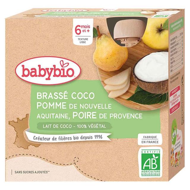 Gourde brassée au lait de coco pomme poire dès 6 mois - 4x85g