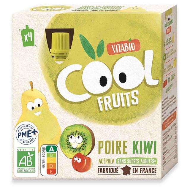 Compote Cool Fruits Poire Kiwi acérola 4x90g