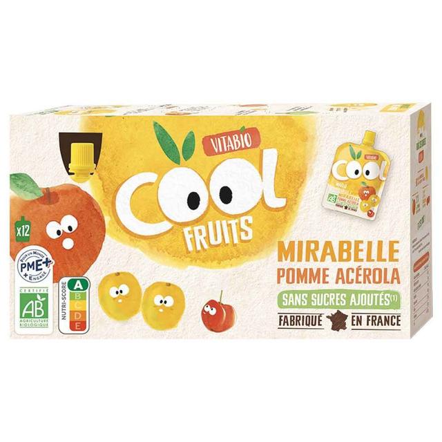 Compote Cool Fruits Mirabelle Pomme Acérola 12x90g