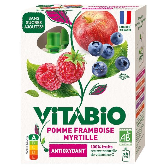 Gourde Pomme Framboise Myrtille - Antioxydant - 4x100g