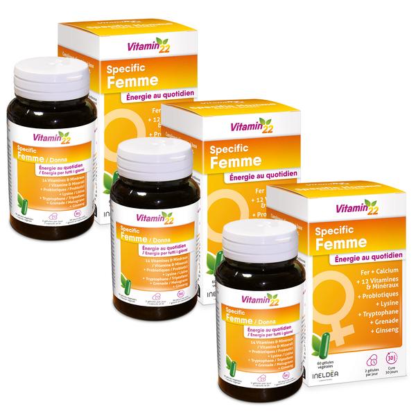 Specific Femme - 14 vitamines et minéraux - Cure 30j - 3 boîtes