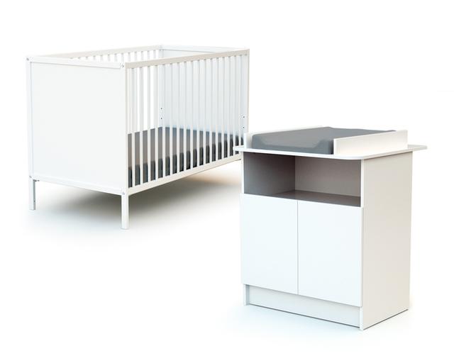 Duo Lit Bébé et Meuble Blanc