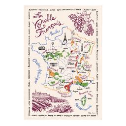 Torchon La Carte Des Vins de France ecru 72 x 48 cm Winkler