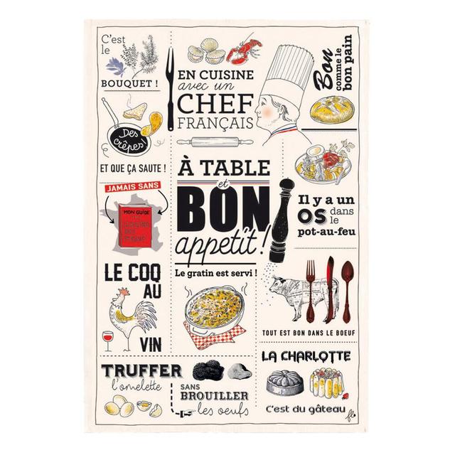 Torchon Cuisine Française ecru 48 x 72 cm Winkler