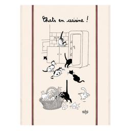 Grand Torchon Dubout Chats En Cuisine ecru 60 x 80 cm Winkler