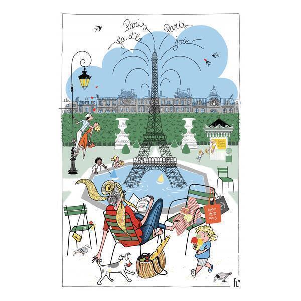 Torchon Les jardins parisiens blanc 48 x 72 cm Winkler