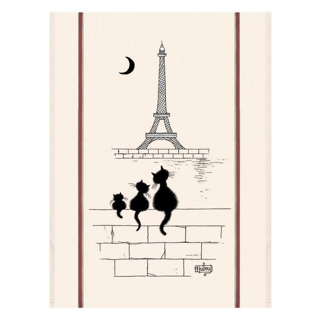 Grand Torchon Dubout Chats Tour Eiffel ecru 60 x 80 cm Winkler