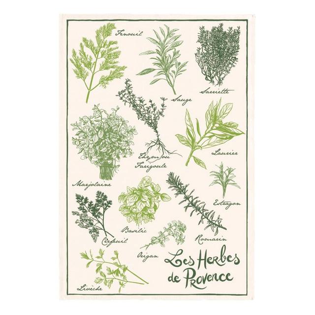 Torchon les herbes de Provence ecru 48 x 72 cm Winkler