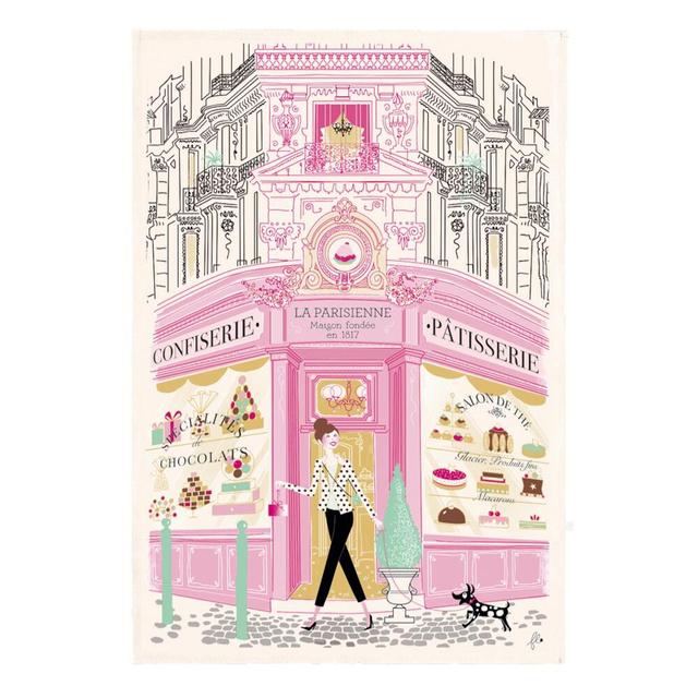 Torchon Imprimé Façade patisserie ecru 48 x 72 cm Winkler