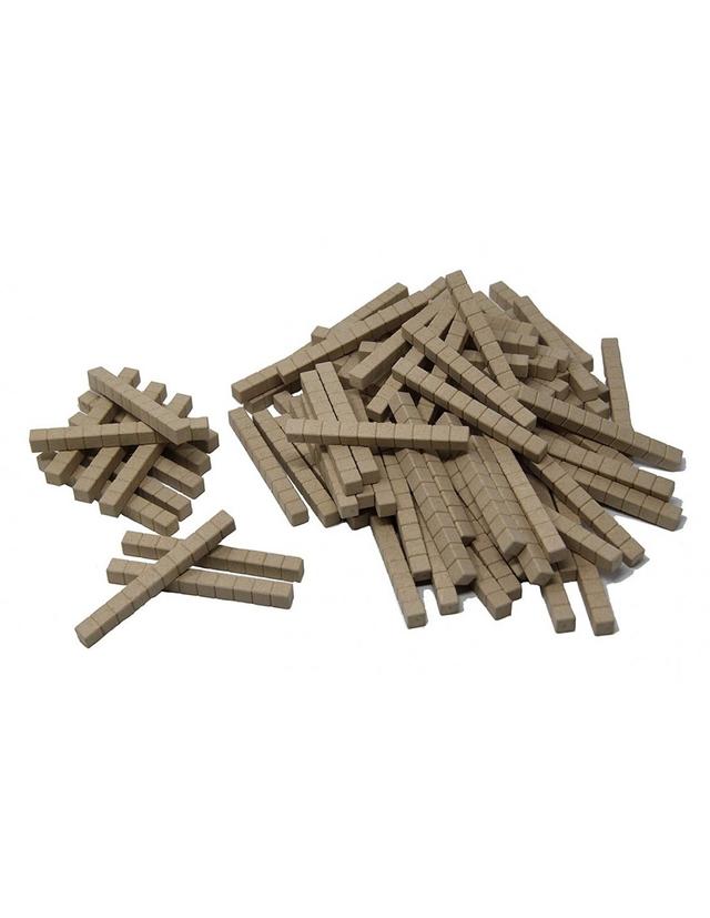 100 barres de 10 - base 10 en bois naturel