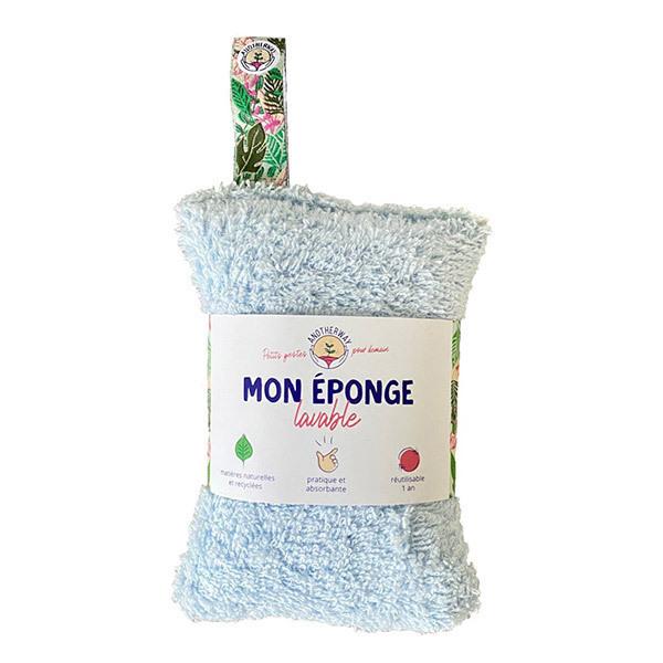 Eponge lavable et réutilisable bleue