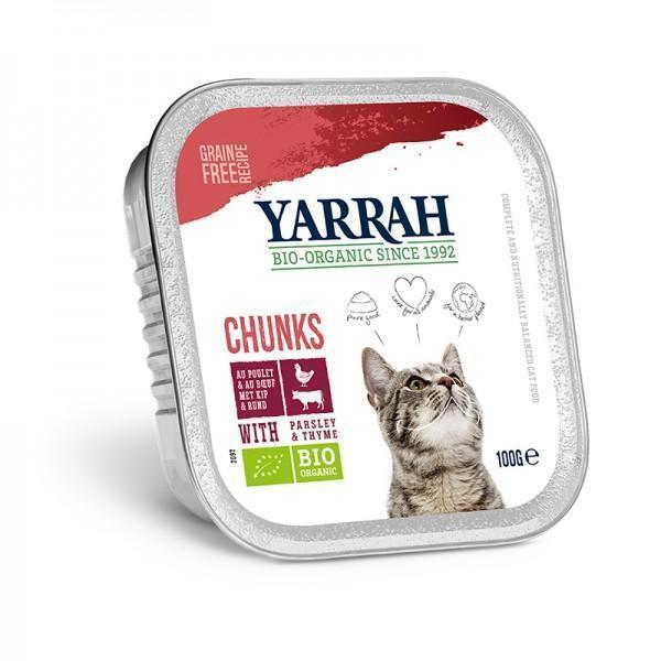 Bouchées de poulet et boeuf en sauce au persil, pour chats