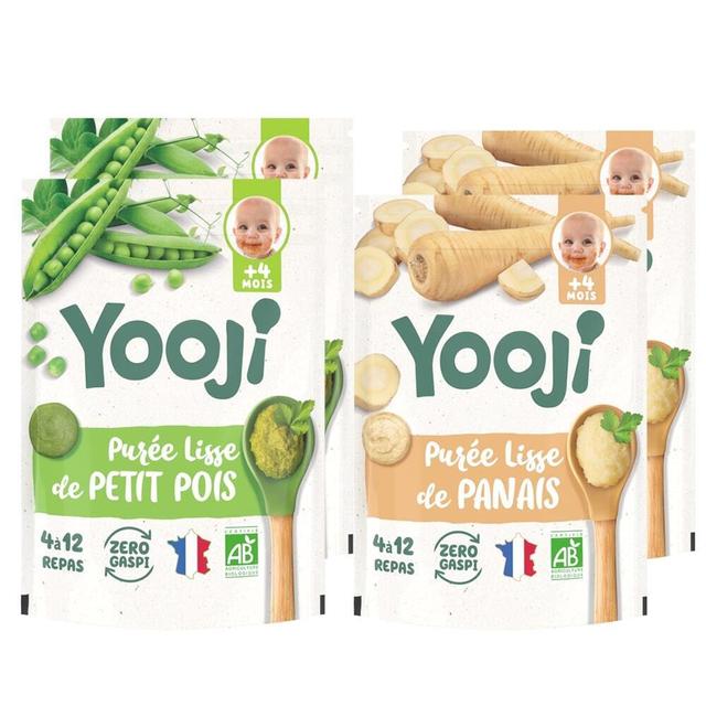 Lot x4 - petit pois & panais bio - 16 repas dès 4 mois