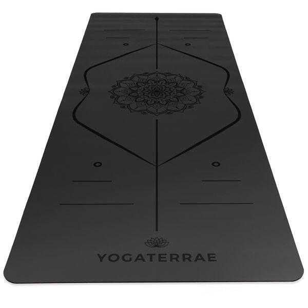 Tapis de Yoga Noir PU-Caoutchouc naturel + MANDALA et BODYLINE