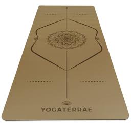 Tapis yoga Bronze olive en PU-Caoutchouc naturel et mandala