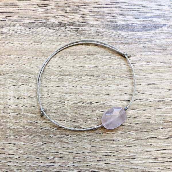 Bracelet réglable Olivia Quartz rose argenté