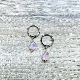 Créoles Mini Candy Quartz rose Argent