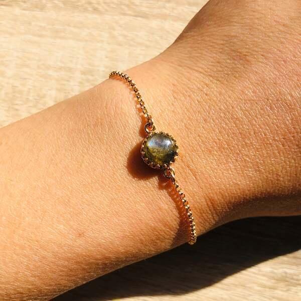 Bracelet Margaux Labradorite grise Or