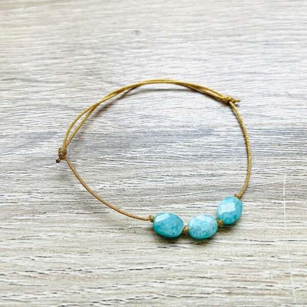 Bracelet Candy Amazonite bleue doré