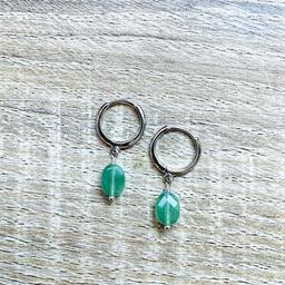 Créoles Mini Candy Aventurine verte Argent