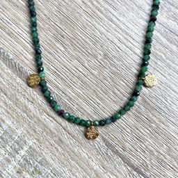 Collier Céleste Médailles Epidote verte