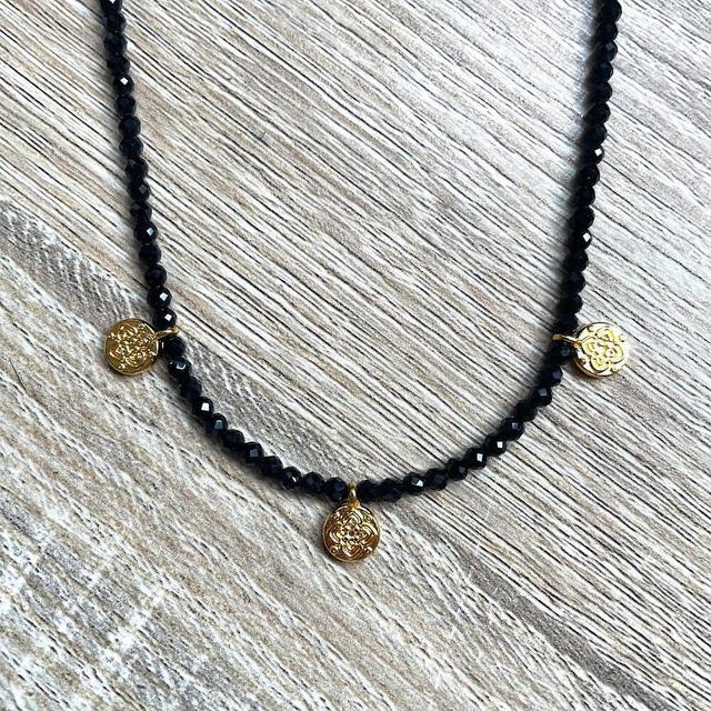 Collier Céleste Médailles Spinelle noire