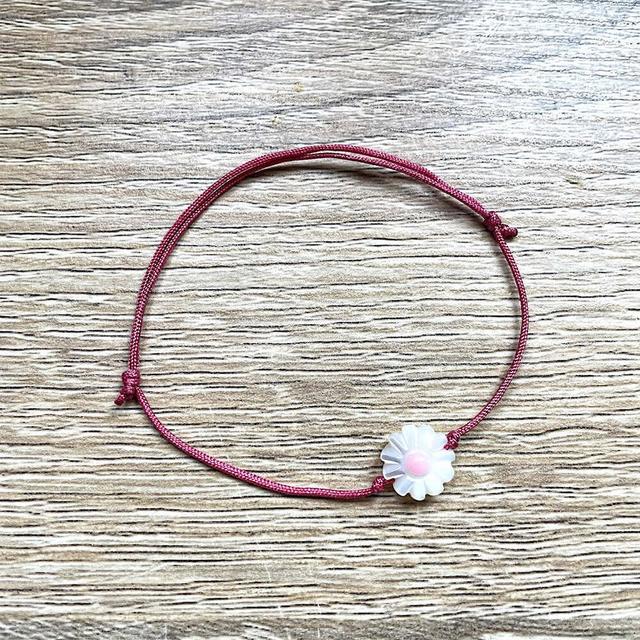 Bracelet cordon coulissant Marguerite rose