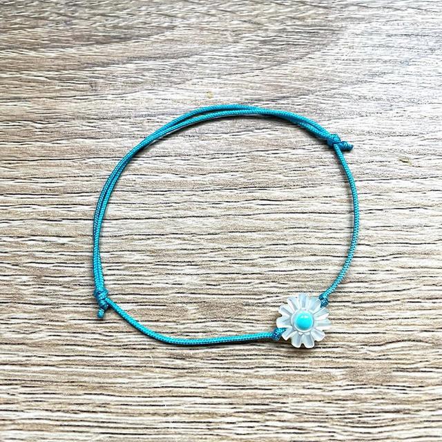 Bracelet cordon coulissant Marguerite bleu enfant