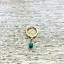 Mini Créole Malachite argent doré