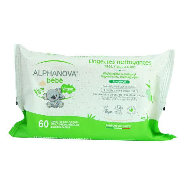 Sachet 60 lingettes nettoyantes Huile d'olive