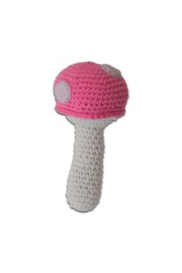 Hochet en Crochet Champignon Rose