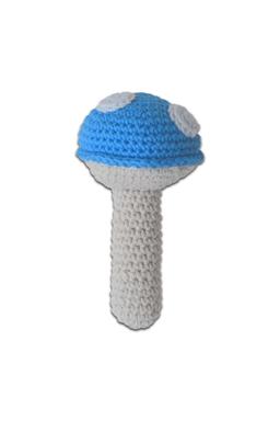 Hochet en Crochet Champignon Bleu