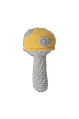 Hochet en Crochet Champignon Jaune