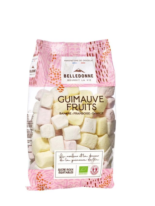 Guimauves aux fruits goût framboise banane et orange 180g