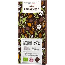 Tablette chocolat noir 74% éclats amandes 100g