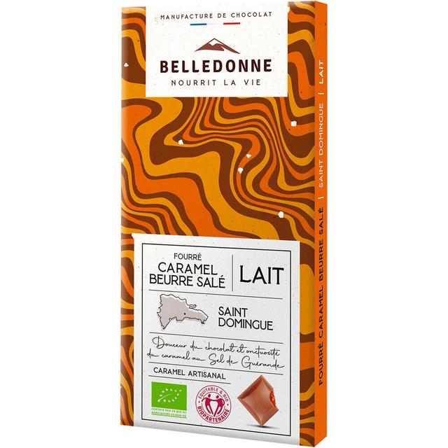 Tablette de chocolat au lait fourrée caramel beurre salé 80g