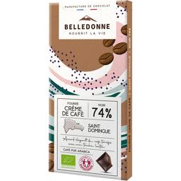 Tablette de chocolat noir 74% fourrée crème de café 80g