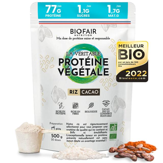 La véritable protéine végétale bio Riz brun Cacao - 500g