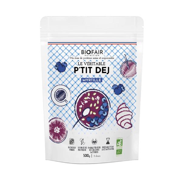 Petit déjeuner bio - Myrtille et protéine lait | 500g