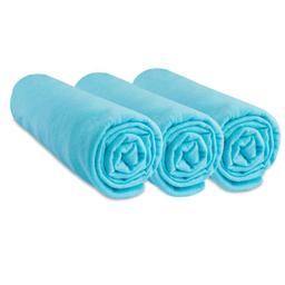 Lot de 3 Draps housse Jersey 100% Coton - 60x120 cm - Turquoise