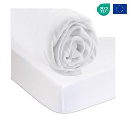 Drap housse 140x190 Blanc + Alèse 140x190 Bambou