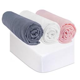 Drap housse 40x80 Gris Blanc Rose (Lot de 3) + 2 Alèses