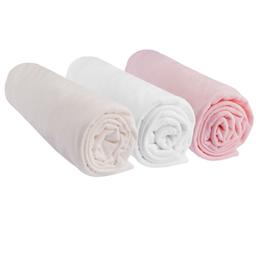 Drap housse 70x160 Bébé Rose Blanc Écru