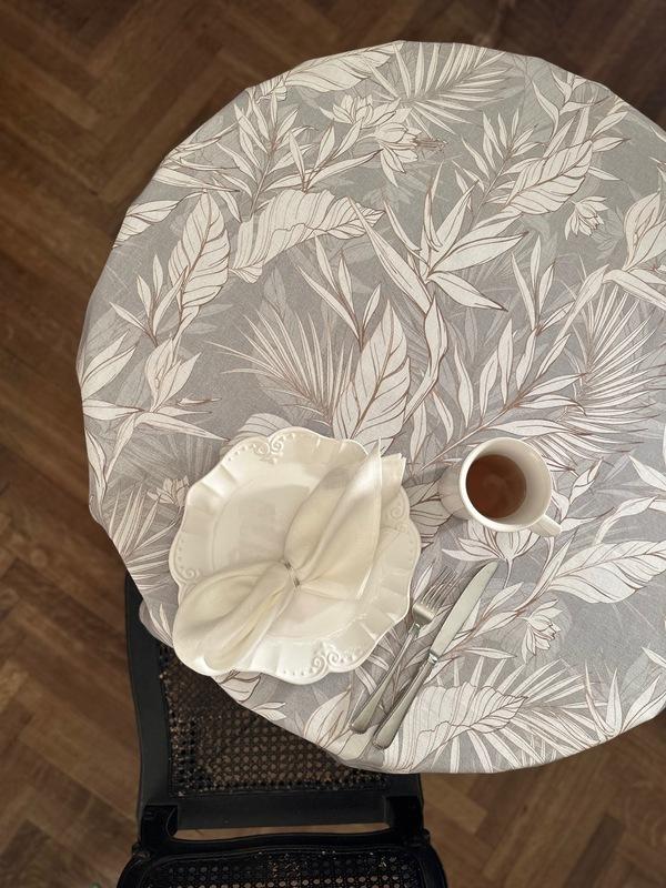 Nappe Ronde Tropic Gris 190 cm