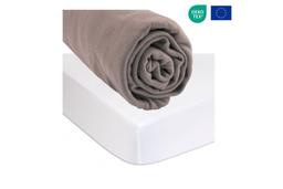 Drap housse 90x190 cm Bambou Taupe + Alèse Bambou